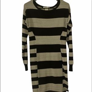 Black and Sparkly Gray Striped Bodycon Mini Dress